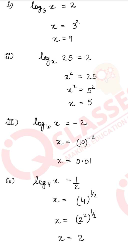 class9 ICSE Maths ML AGGARWAL Chapter Logarithms