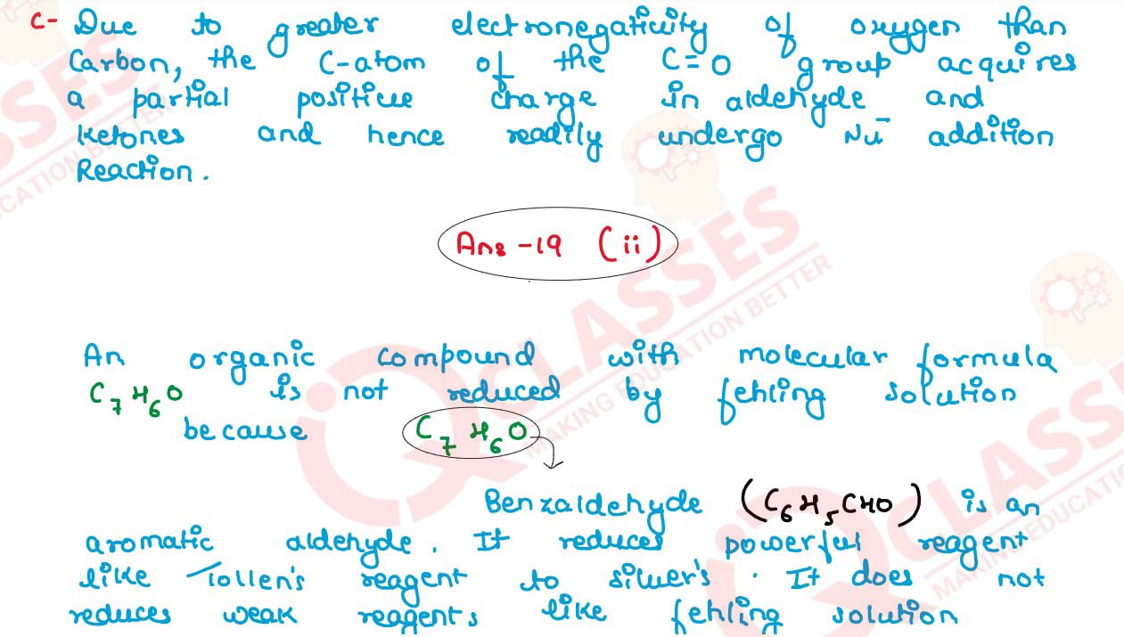 Formaldehyde Dg Class (i) Give a reason for each of the following: (a) Formaldehyde does not ...